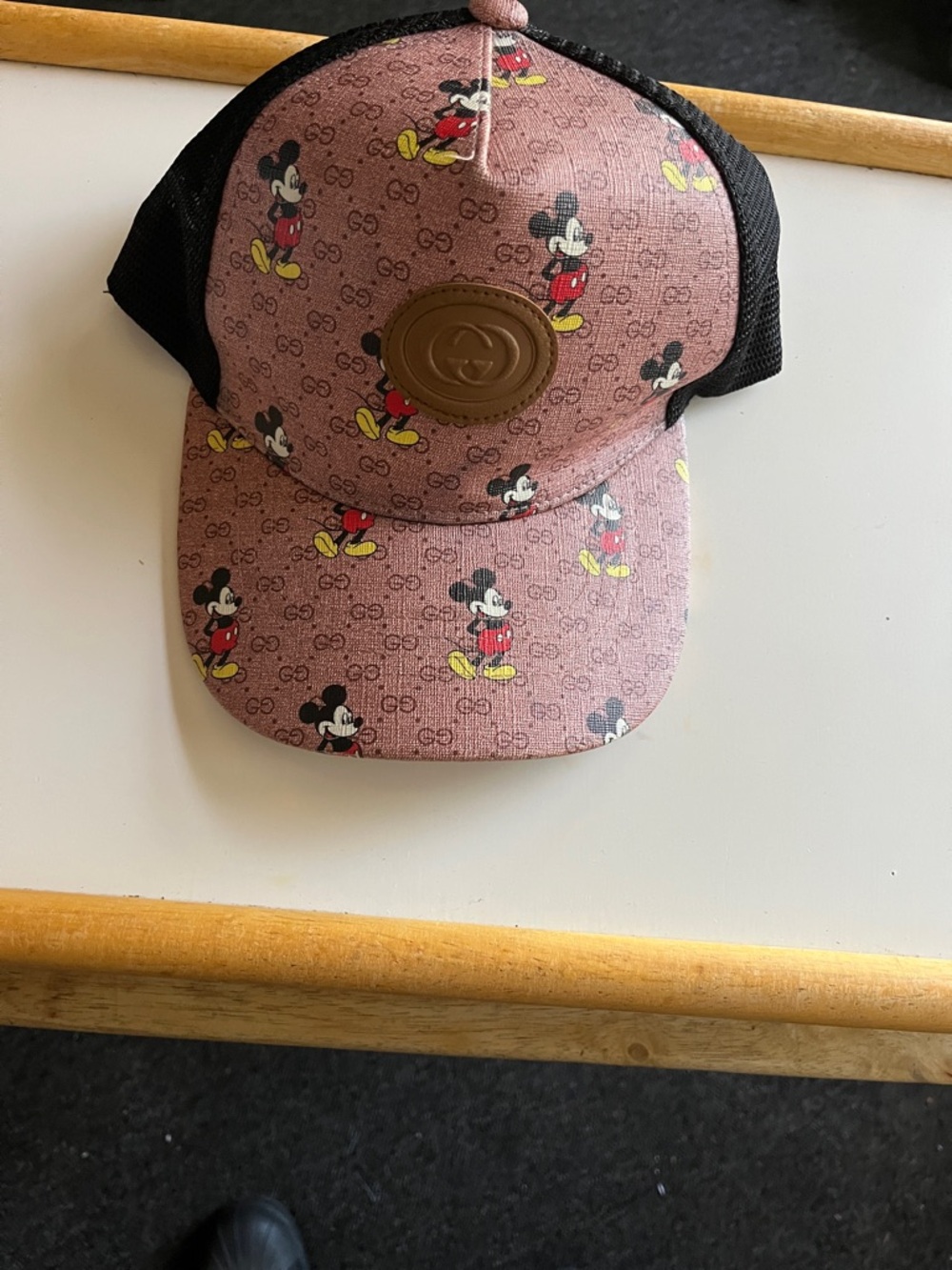 Gucci Pink Mickey Mouse Mesh Baseball Cap